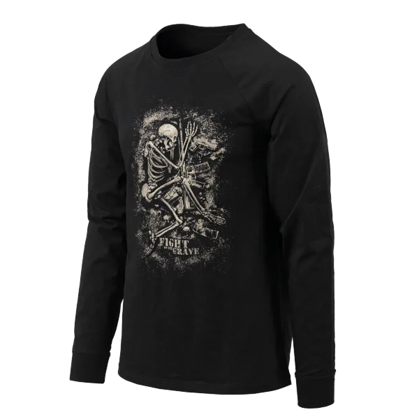 Helikon-Tex T-shirt Long Sleeve (Fight to the grave) — Black